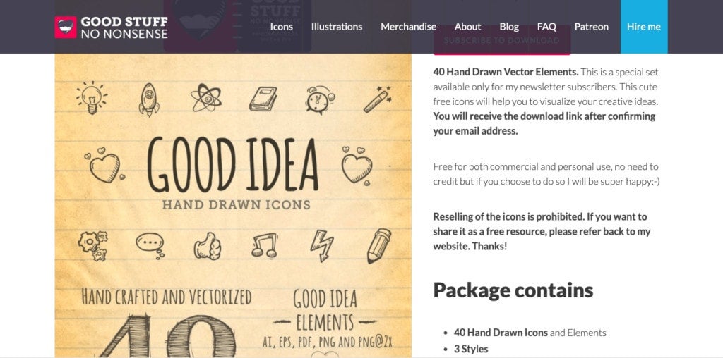 The free icons on Good Stuff No Nonsense have a more hand-drawn feel. 