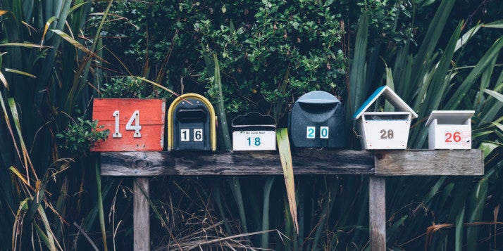 A row of letterboxes