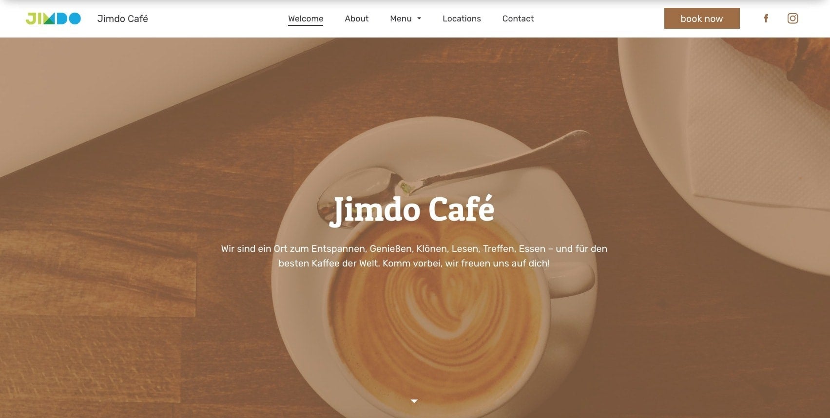 An example of a shorter, clearer website navigation menu on a Jimdo website.