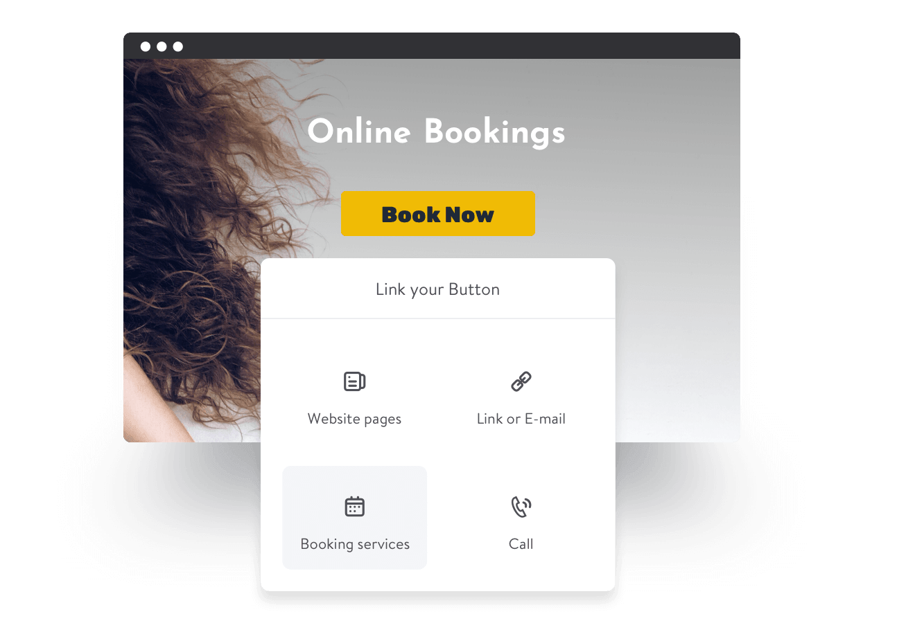 A screenshot of how to add a booking block to your Jimdo website