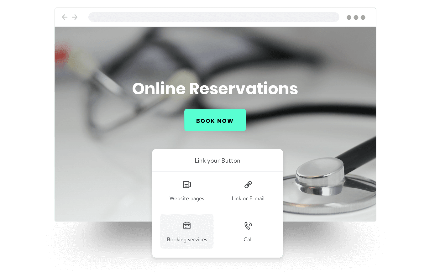 Example of a web page where patients can make a booking online.