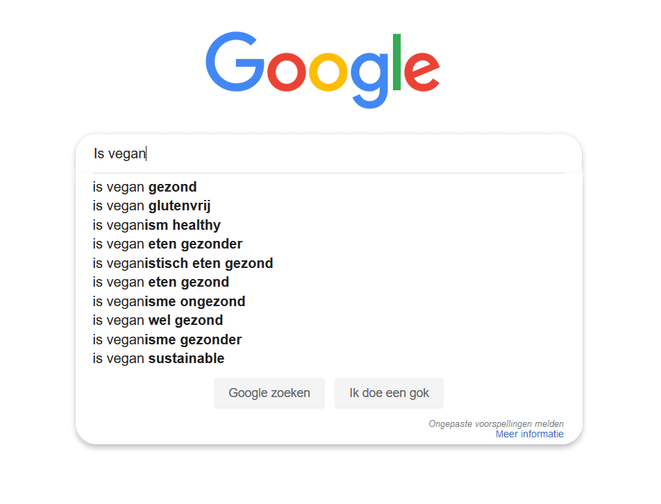 Voorbeeld van veelgestelde vragen in Google