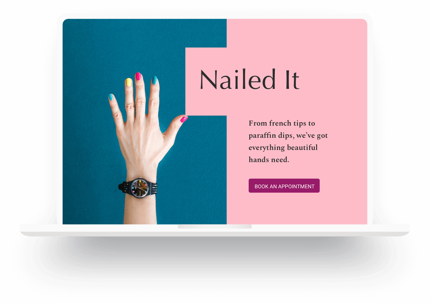 Example of a nail salon website built with Jimdo