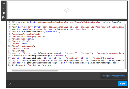 Paste the HTML code into a Widget/HTML Element on your website.